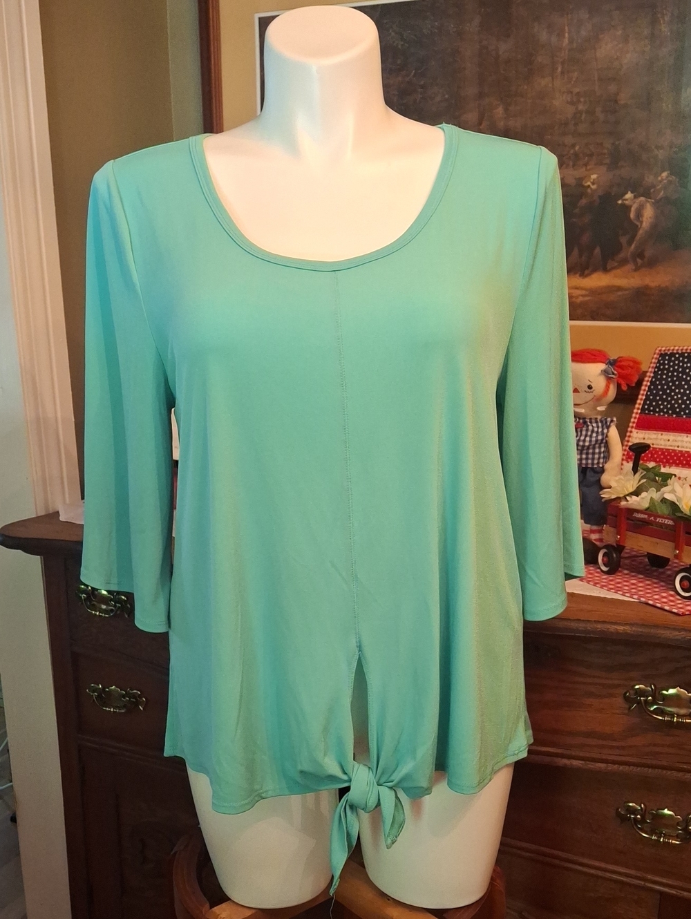 Grace Elements Mint Tie-Front Scoop Neck Tunic